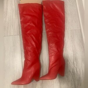 Fashion Nova Red Over-the-Knee Women's Boots